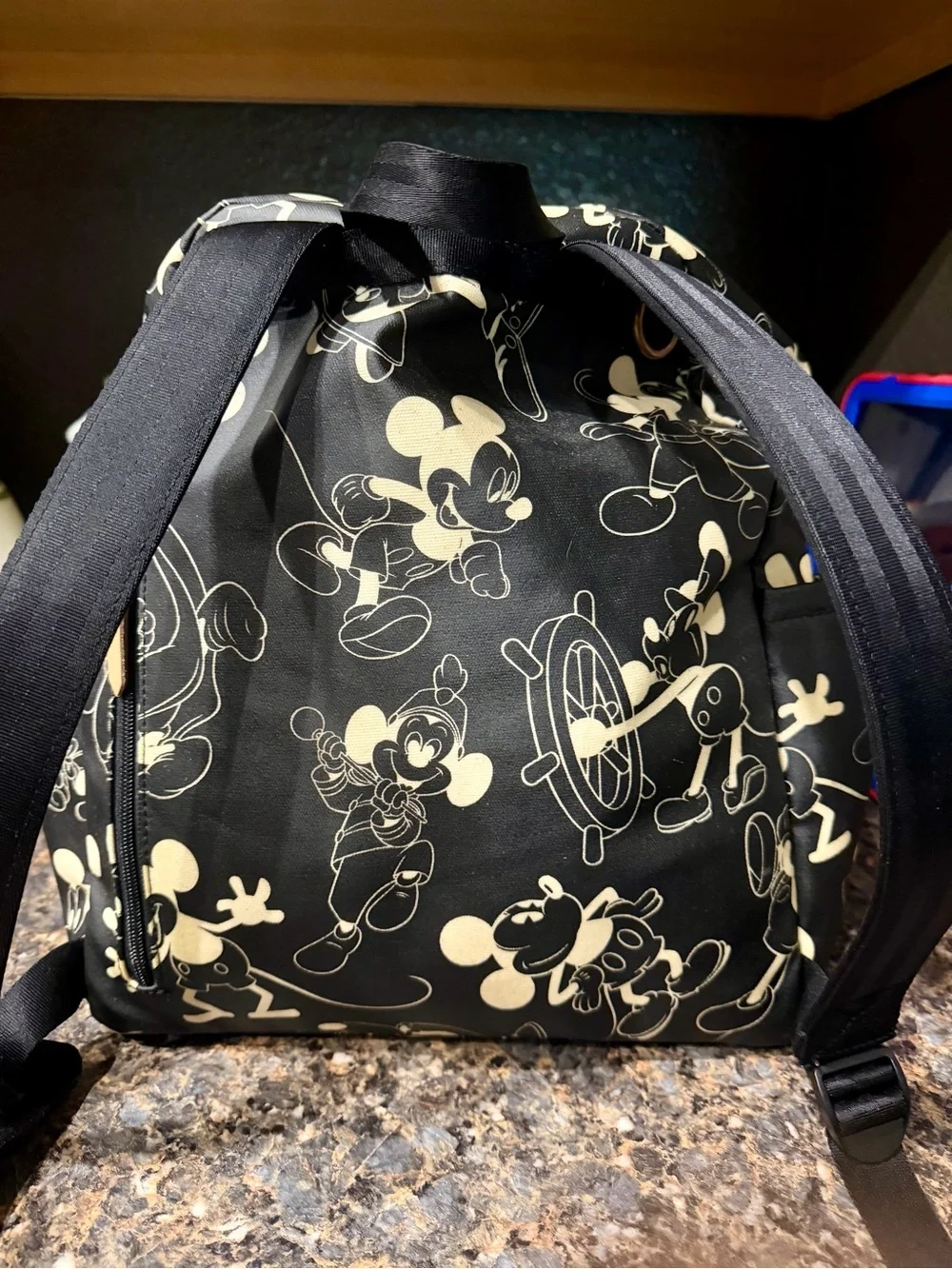 Petunia Pickle Bottom Black&White Mickey Mouse over Years Backpack Diaper Bag